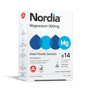 Magnesium: Nordia Magnesium 300mg Clean Powder Sachets