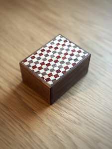 Japanese Handmade Puzzle Box - 3 Sun 18 Steps - Ichimatsu/Walnut