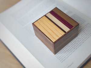 Japanese Handmade Puzzle Box - Square 14 Steps - Natural Wood