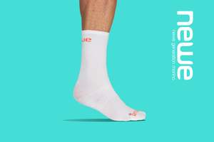 Accessories: newe's 'Staple' merino cycling socks- White & Tangerine