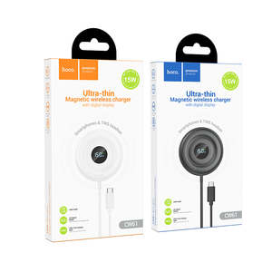 Hoco Power: Ultra Thin 15W Magnetic 2 in 1 Wireless Charger w/ Digital Display (CW61)