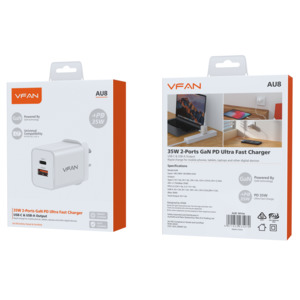 35W GaN Ultra Fast Charger w/ USB-C & USB-A (AU8)