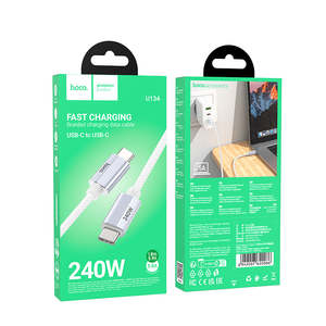 Type C To Type C: 240W PD Nylon Braided Metallic USB Cable - USB C to USB C (U134) 1.8M