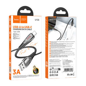 Type C Cable: 3A Nylon Braided Metallic USB Cable - Type C (U133)