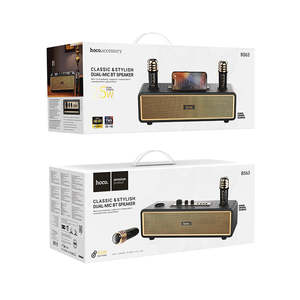 Speaker: 25W Classic Stylish Bluetooth Speaker w/ 2 Wireless Microphone, Phone Holder (BS63)