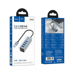 Hoco Usb Cable: USB-A to 4x USB-A 4 in 1 USB Expansion Hub, 0.2M Wire, USB 3.0, 5GB PS (HB1B)