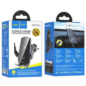 Hoco Car Accessory: 15W Automatic Clamping Wireless Charging Air Vent Phone Holder (CA202 Plus)