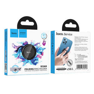 Hoco Accessory: Metallic Foldable Ring Phone Grip & Stand (DCA64) Black