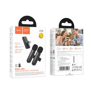 Dual Wireless Digital Microphone w/ USB-C Connector + Lightning Adaptor, DSP Noi&hellip;