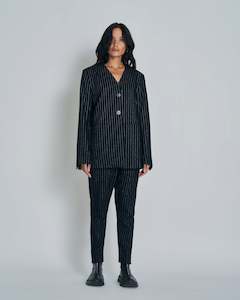 Stella Blazer | Black with silver pinstripe