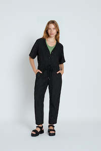 Joyful Jumpsuit | Black Pinstripe
