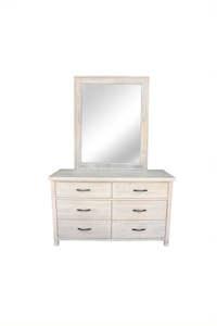 Bedroom: Barry Dressing Table with Mirror White Wash Rustic Wooden