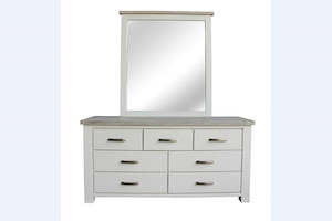 Dressing Tables Mirrors: Ashlee White Wash Wooden Dressing Table with Mirror