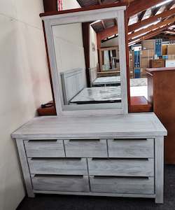 Dressing Tables Mirrors: Gloria Dressing Table with Mirror White Washed Solid Wooden