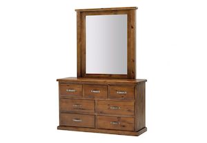 Dressing Tables Mirrors: FERGUS Dressing Table with Mirror Solid Pine Wood Strong Rustic Finished