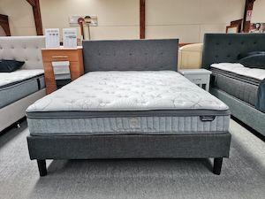 3pcs Combo Bed Base Headboard With Mattress: Shirley Double Bed and S/M Euro Top Pocket Spring Mattress