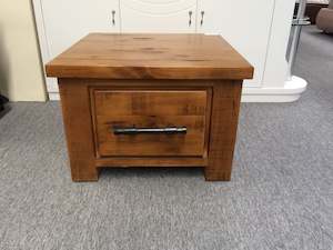 Living: Woodlock Side Table Lamp Table Solid Pine Wood Rough Sawn and Rustic