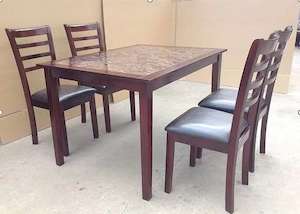 Dining: Morgan 7PCS Dining Suite 1.5M Table with 6 Chairs - Marble Pattern