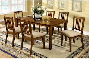 Morgan 7PCS Dining Suite 1.5M Table with 6 Chairs - Oak Pattern