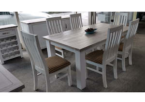 Ashlee 7PCS Dining Suite 1.5M or 1.8M Table with 6 Chairs - White Washed from