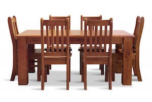 Dining: Fergus 7PCS Dining Suite Rustic Solid Pine Wood - 1.5m & 1.8m Table Avail. from