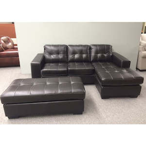 Sofas: Jordan Bonded Leather Corner Lounge Suite with Ottoman Sofa Bed Optional