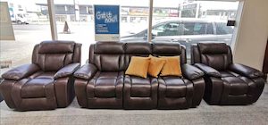 Sofas: Hudson Air Leather Recliner Sofa with Drop Down Cup Holder from