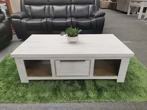 Living: Amanda Rustic White Wash Coffee Table