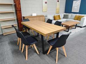 Dining: Bright 7PCS Dining Suite 1.6m Table with 6 x Sonia Chairs
