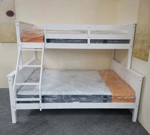Lily Single and Double Bunk Bed White Wooden with Mattresses