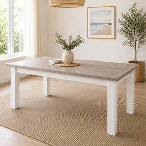 Ashland Solid Pine Dining Table – White Wash Coastal Style 1.5m & 1.8m