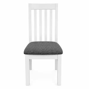 Ashland Solid Pine Dining Chair Fabric Padding – White Wash Coastal Style