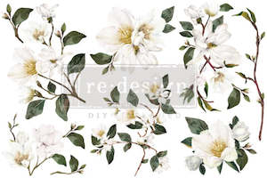 Accessories: Redesign Decor Transfer- White Magnolias Small 3 sheets