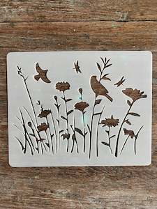 Stencils: Stencil-Flower Field Birds