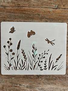 Stencils: Stencil-Flower Field Dragonfly