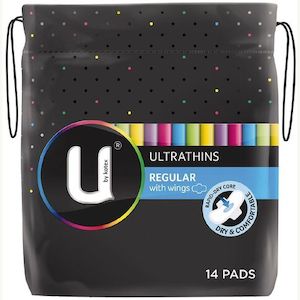 Sanitary Pads Tampons: U BY KOTEX Pads U/Thin Wing Reg 14pk