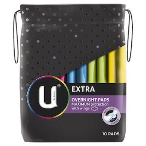 Sanitary Pads Tampons: U BY KOTEX O/Night Extra Pad Reg10pk