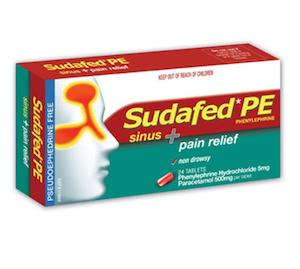Cough And Cold: SUDAFED PE Sinus and Pain Tabs 20s