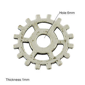 Steampunk: Steampunk Gears - Cogs with Sprockets - 25mm - 10 pieces - Antique Silver