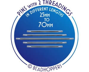 Beadhopper: Beadhopper - Interchangeable Two End Threaded Pins - 1 piece - Silver