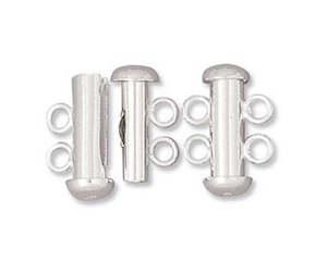 Sterling Silver: Multi Strand Slide Clasp with 2 Rings - Sterling Silver - 16mm - 1 Set