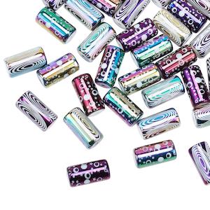 Acrylic And Resin: Glass - Electroplated - Tube - 20mm x 10mm - 10 pieces