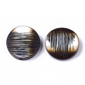 Acrylic And Resin: Resin - Round (Flat) - Textured - 28mmx  7mm - 2 pieces