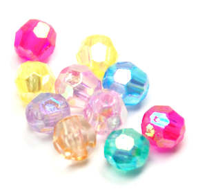 Acrylic - Round - Faceted - 8mm - 40 pieces