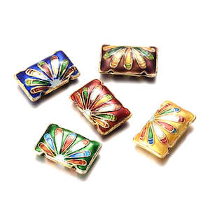 Cloisonne: Cloisonne - Rectangle - 19mm x 12.5mm - 5 pieces - Mixed Colour