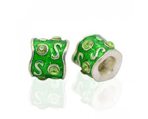 Crystals: Metal - Tube (European Style) - Enameled with Rhinestones - 9mm x 9mm - 10 pieces