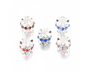 Metal - Tube (European Style) - Rhinestones - 9.5mm x 9.5mm - 10 pieces