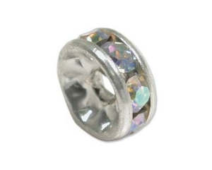 Crystals: Rhinestone Rondelle - 10mm - Silver with Clear AB Crystal
