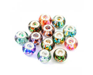 European Style: Glass - Rondelle (European Style)- 15mm x 12mm - 1 piece - Spray Painted