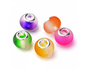 European Style: Glass - Rondelle (European Style) - 15mm x 12mm - 1 piece - Two Tone